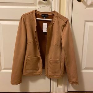 NWT- PREMISE Camel Jacket, Size M, Faux Suede